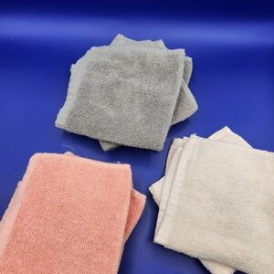 6 Washcloths | 100% Cotton Blend | Gray, Pink, Coral